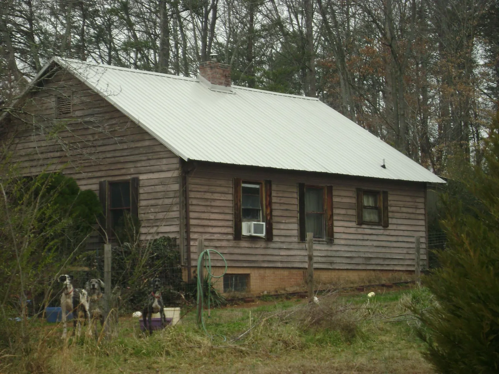White metal roof on an old wood sided farmhouse, from a Metal Roof Installation job in Joseph